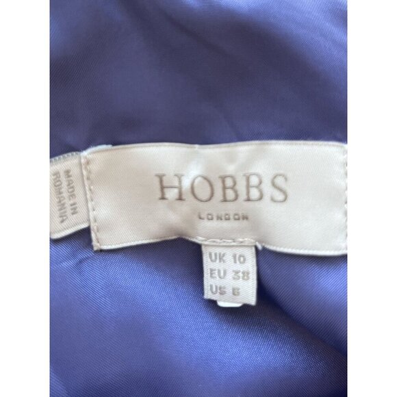 Hobbs London Slate Blue Notch Neck Fit & Flare Dress UK 10 EU 38 US 6 - Picture 5 of 7